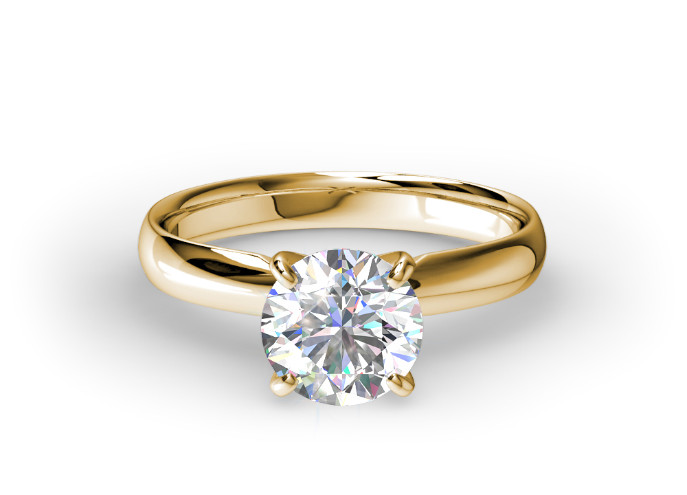 Tapered Classic Round Cut Solitaire Engagement Ring