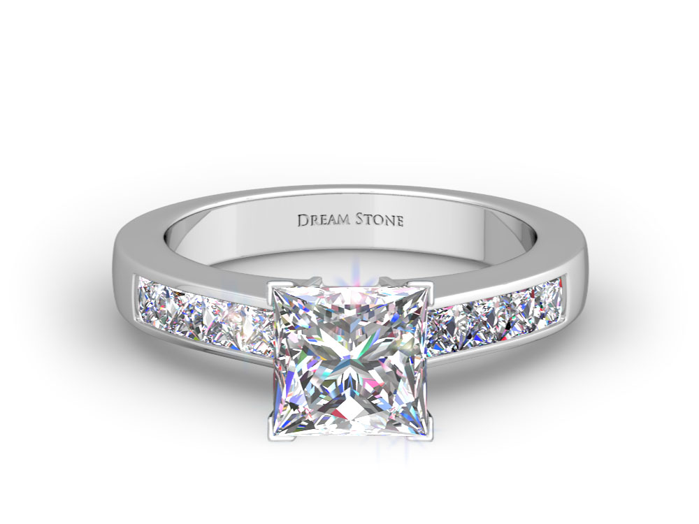 DreamStone CHANNEL-SET PRINCESS-CUT DIAMOND ENGAGEMENT RING in 14K White  Gold - DreamStone