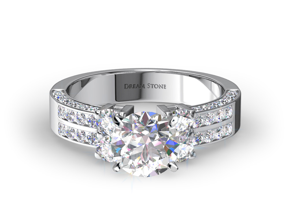 DreamStone THREE-SIDED CHANNEL-SET DIAMOND ENGAGEMENT RING in 18K