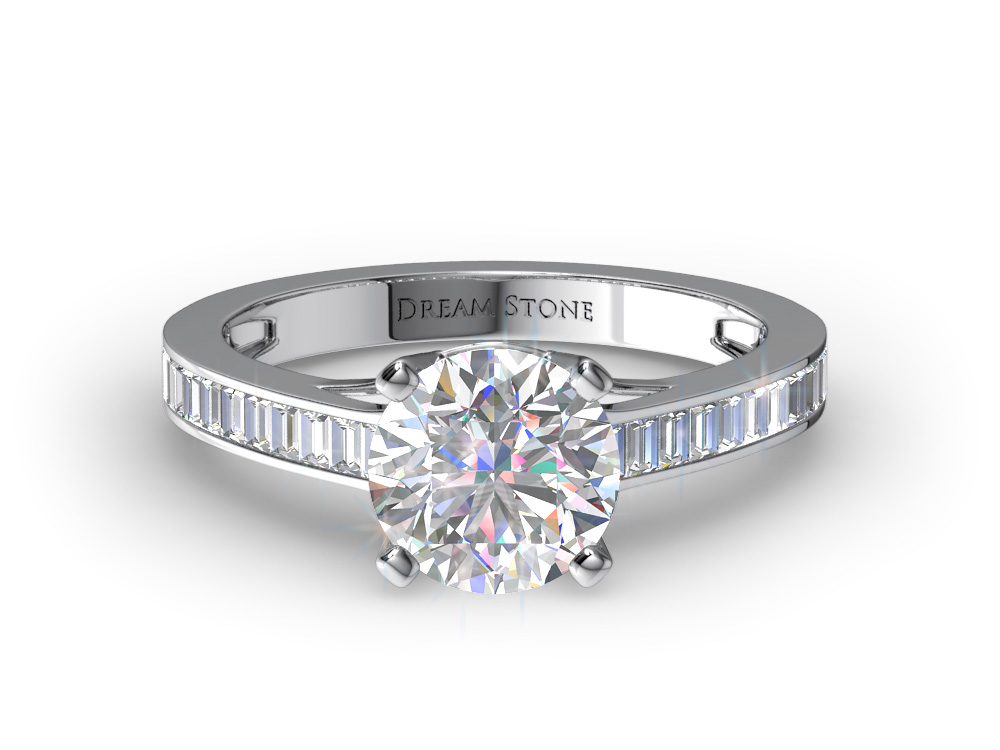DreamStone EVELYN DIAMOND ENGAGEMENT RING WITH CHANNEL-SET BAGUETTES in 14K  White Gold - DreamStone